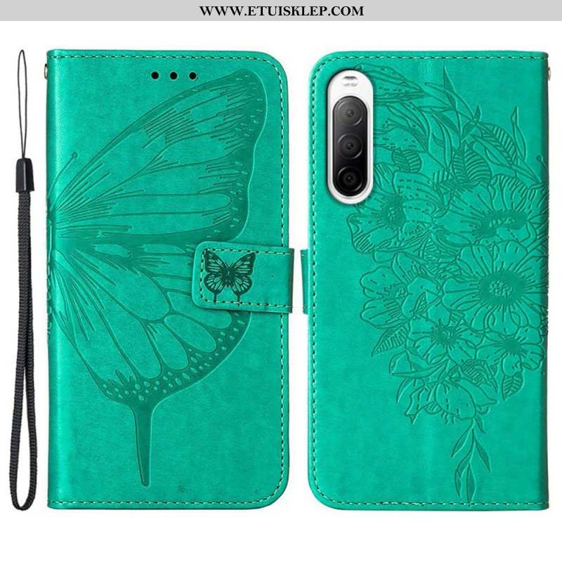 Obudowa Etui Na Telefon do Sony Xperia 10 IV Motyl Ze Smyczą